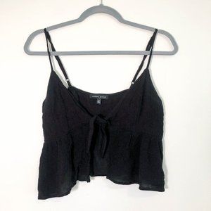 Black Tie Front Crop Top